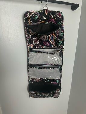 Vera Bradley Black Paisley Hanging Makeup Organizer with Clear Pockets